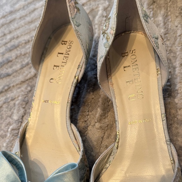 Something Bleu Bridal Blue Floral Heels with Bow - Picture 4 of 7